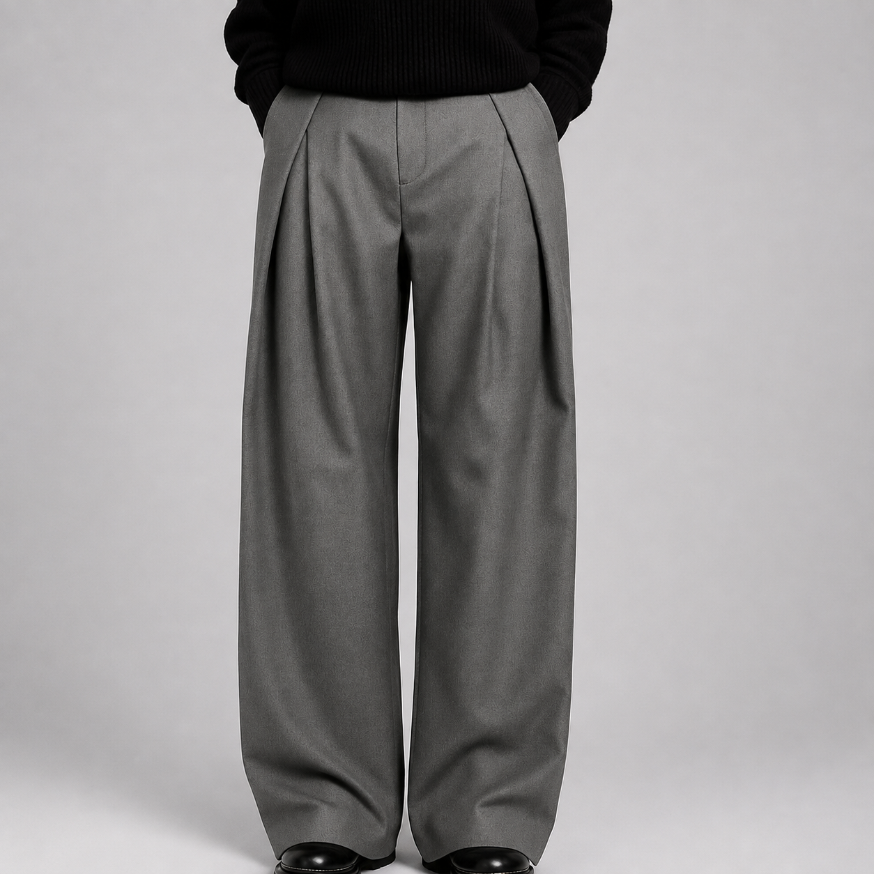 Tailored Wide-Leg Trousers with Pleated Front