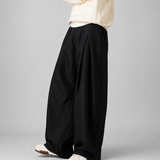 Tailored Wide-Leg Trousers with Pleated Front