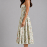 Corset Midi Dress with Sweetheart Neckline and Spaghetti Straps