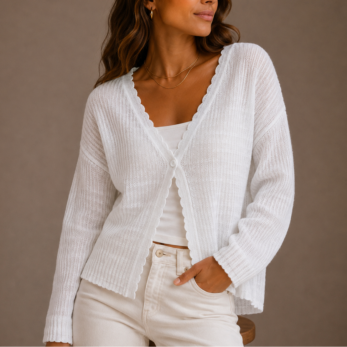 Women’s Knit Cardigan – V-Neck Lightweight Button-Up Style