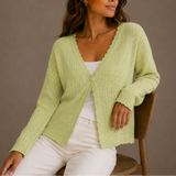 Ribbed Knit Cardigan with V-Neck and Button Front