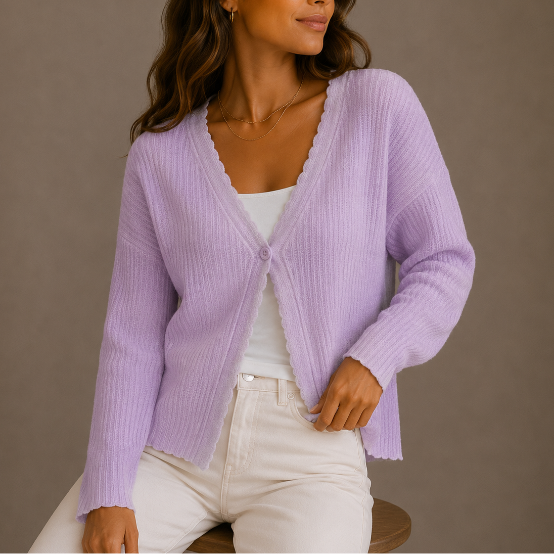 Women’s Knit Cardigan – V-Neck Lightweight Button-Up Style