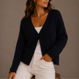 Ribbed Knit Cardigan with V-Neck and Button Front