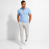 Quarter Zip Polo Shirt with Short Sleeves and Slim Fit