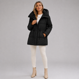 Quilted Hooded Parka Jacket with Drawstring Waist