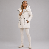 Quilted Hooded Parka Jacket with Drawstring Waist