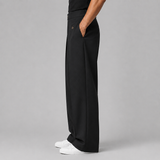 Wide-Leg Pleated Trousers with Button Waist