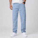 Washed Straight Leg Jeans with Pockets