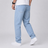 Washed Straight Leg Jeans with Pockets