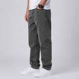 Washed Straight Leg Jeans with Pockets