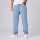 Washed Straight Leg Jeans with Pockets