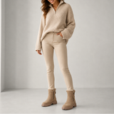 Faux Fur Lined Ankle Boots with Lug Sole and Side Zip