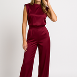 Sleeveless Wide-Leg Jumpsuit with Mock Neck