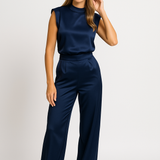 Sleeveless Wide-Leg Jumpsuit with Mock Neck