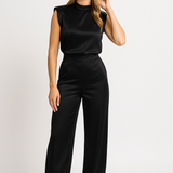 Sleeveless Wide-Leg Jumpsuit with Mock Neck