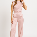 Sleeveless Wide-Leg Jumpsuit with Mock Neck