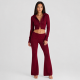 Knit Two Piece Set Foldover Waist Women