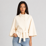 Cape Coat High Collar Belted Women