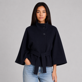 Cape Coat High Collar Belted Women