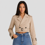 Cropped Trench Coat Belted Women