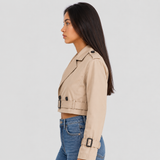 Cropped Trench Coat Belted Women