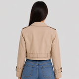 Cropped Trench Coat Belted Women