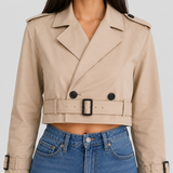 Cropped Trench Coat Belted Women