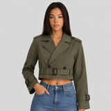 Cropped Trench Coat Belted Women