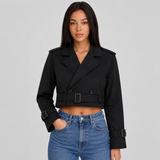 Cropped Trench Coat Belted Women