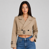 Cropped Trench Coat Belted Women