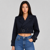 Cropped Trench Coat Belted Women