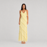 Women's Spaghetti Strap Maxi Dress - Tiered Ruffle Halter Neck
