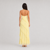 Women's Spaghetti Strap Maxi Dress - Tiered Ruffle Halter Neck