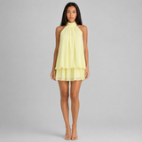 Sleeveless Halter Neck Mini Dress - Tiered Ruffle A-Line