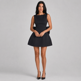 Wedding Guest A-Line Mini Dress with Pearl Trim & Bow