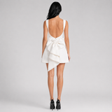 Wedding Guest A-Line Mini Dress with Pearl Trim & Bow