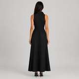 Sleeveless Button-Up Maxi Dress with Collar & Side Slit