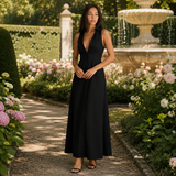 Sleeveless Button-Up Maxi Dress with Collar & Side Slit