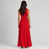 Sleeveless Button-Up Maxi Dress with Collar & Side Slit