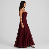 Floral Lace Spaghetti Strap Maxi Dress Women