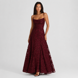Floral Lace Spaghetti Strap Maxi Dress Women