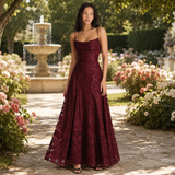 Floral Lace Spaghetti Strap Maxi Dress Women