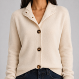 Notched Collar Button-Up Knit Cardigan