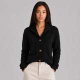 Notched Collar Button-Up Knit Cardigan