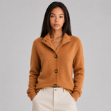 Notched Collar Button-Up Knit Cardigan