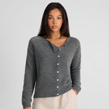Asymmetric Neckline Button-Up Knit Cardigan
