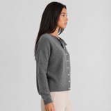 Asymmetric Neckline Button-Up Knit Cardigan
