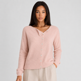Asymmetric Neckline Button-Up Knit Cardigan