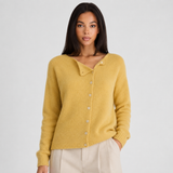 Asymmetric Neckline Button-Up Knit Cardigan