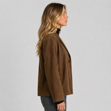 Oversized Suede Notched Lapel Blazer Jacket